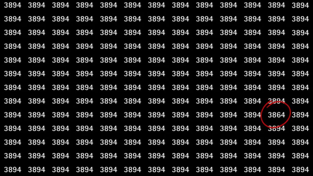 Can You Spot 3864 Among 3894s In Just 9 Seconds Test Your Eyes Now