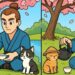 Find 3 Differences- Man Drinking Tea With Cats – Beat The 51-Second Challenge!