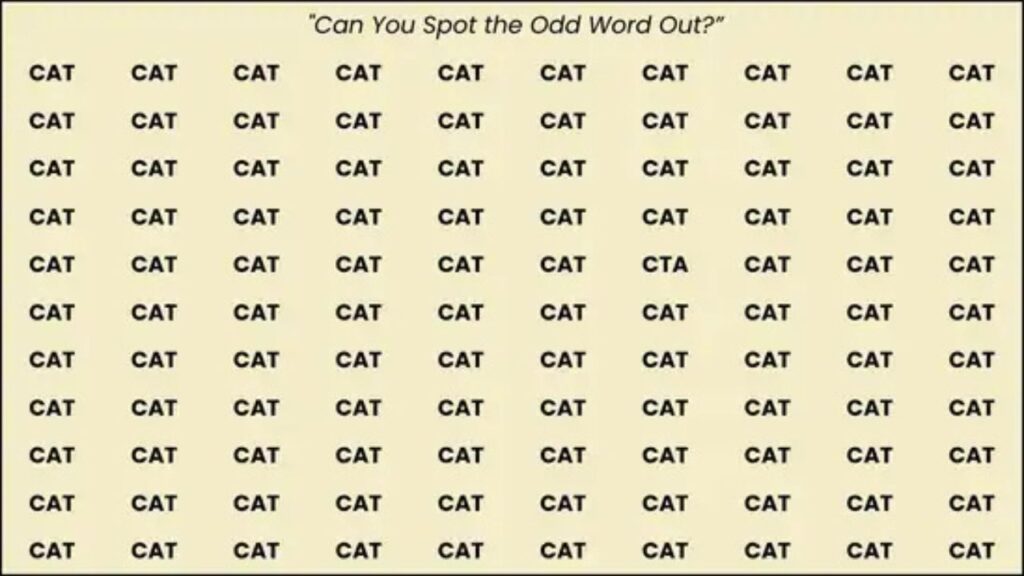 Spot The Hidden Word “CTA” Among 110 “CATs” In Just 10 Seconds